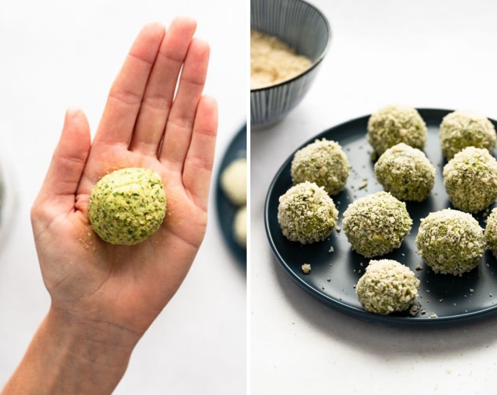 Rolling falafel and in panko.