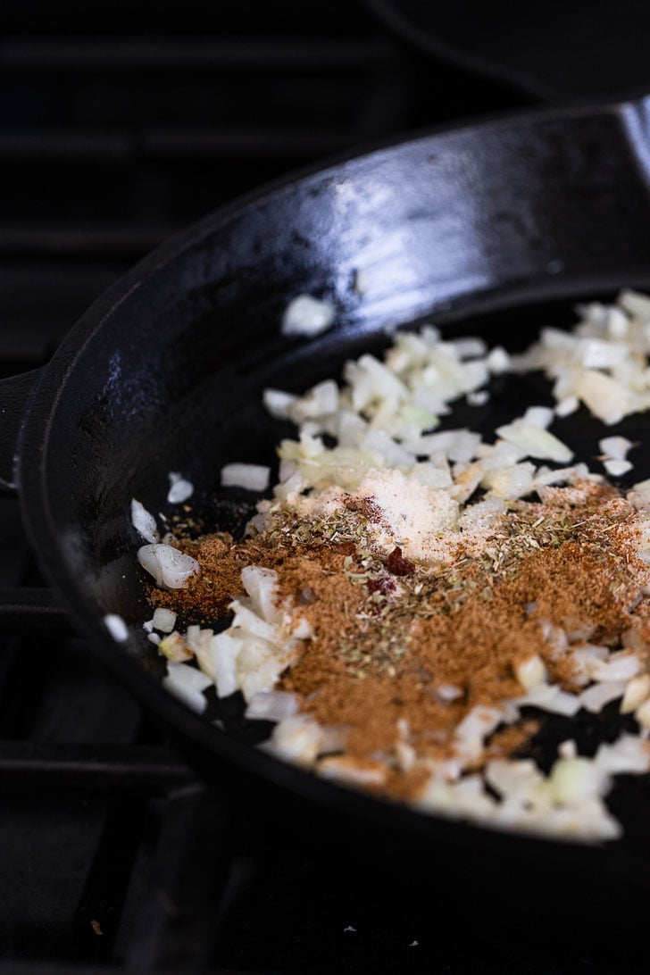 Diced onion with spices.