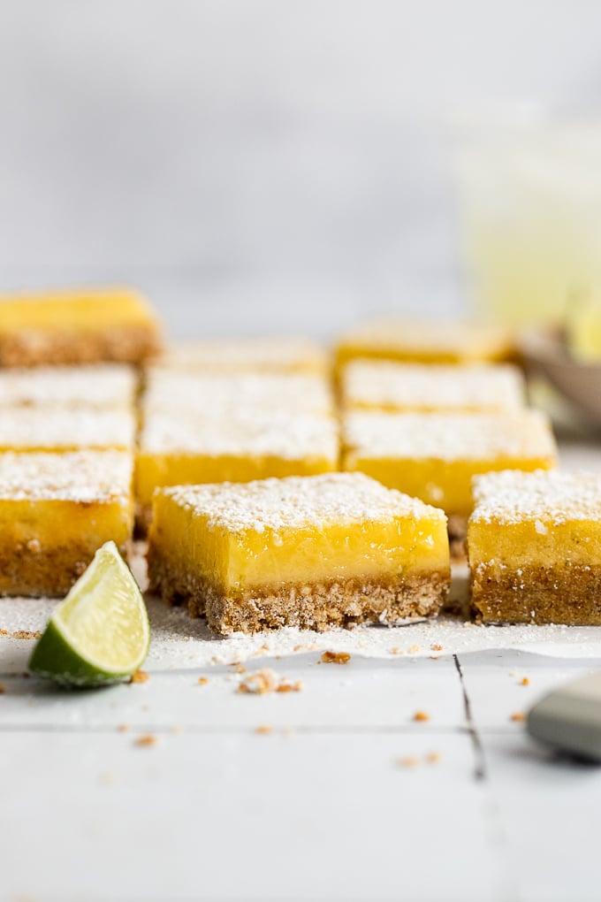 Margarita bars on parchment paper.