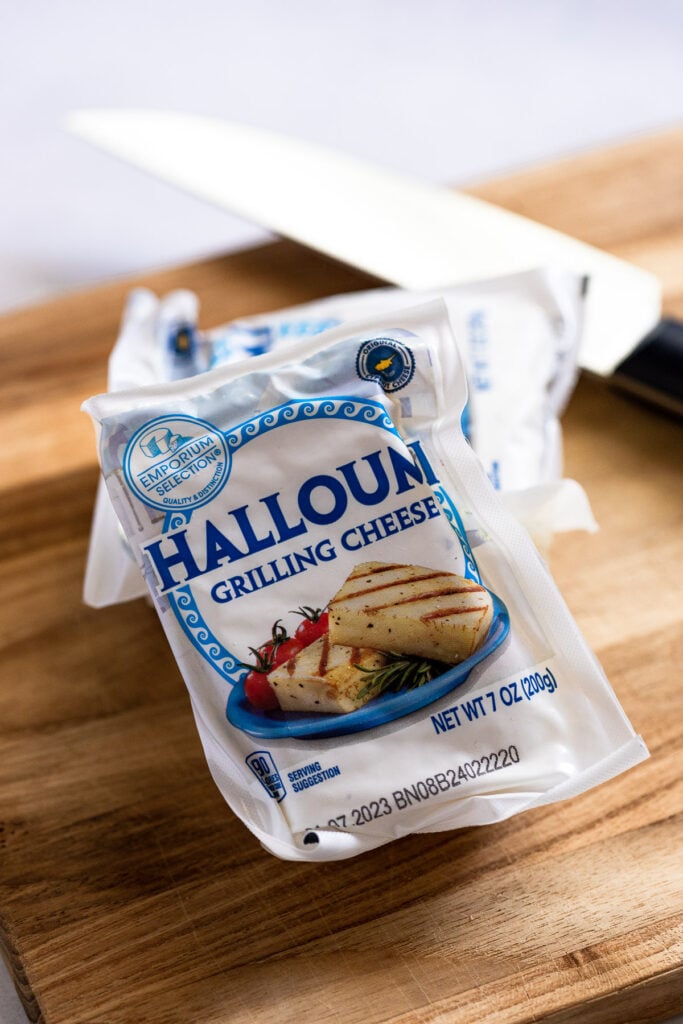 Package of Aldi's halloumi cheese.
