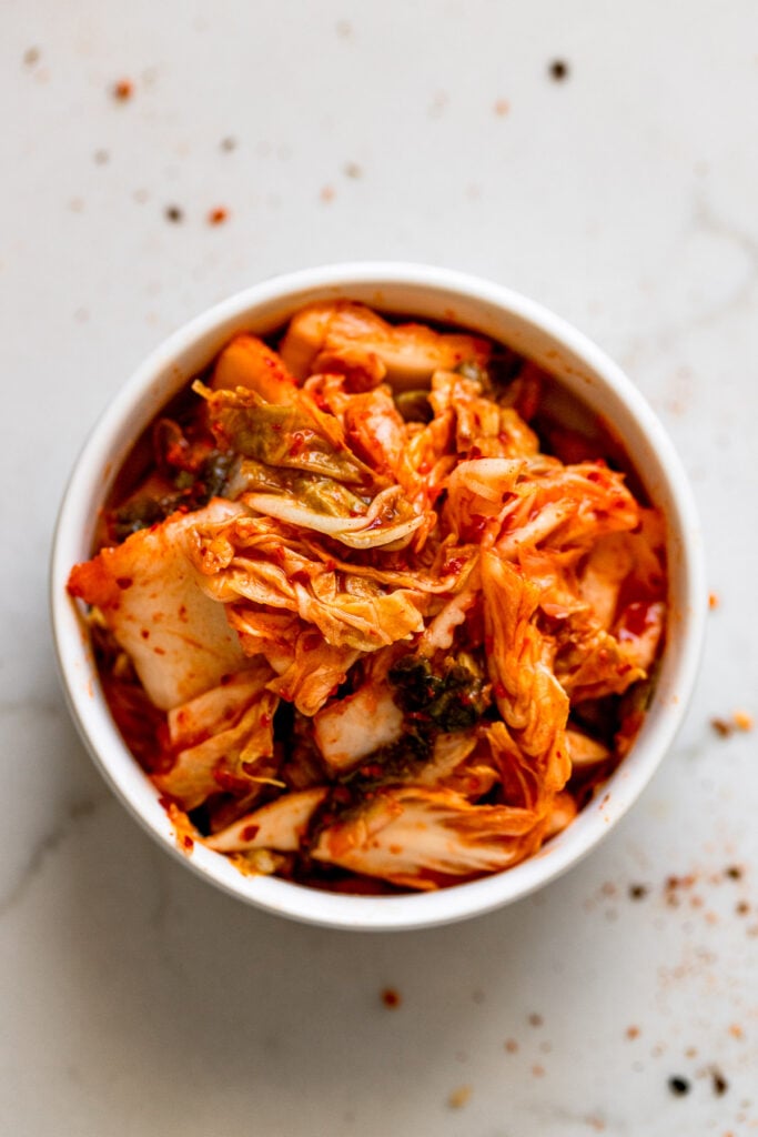 Bowl of kimchi.