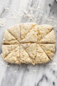 12 triangles from dough.
