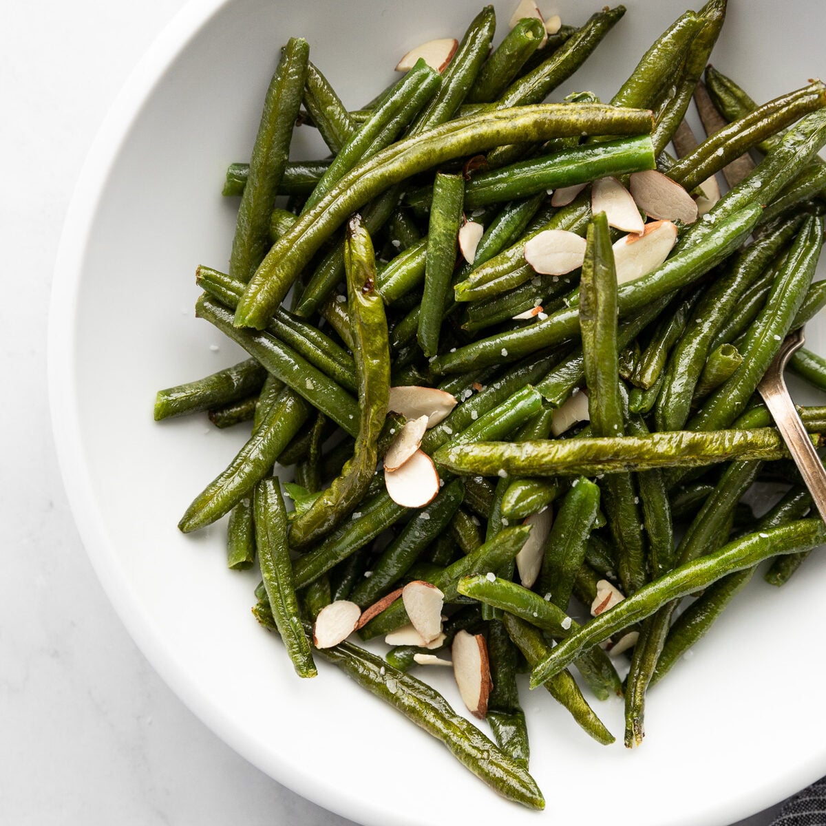 10Minute Air Fryer Frozen Green Beans Fork in the Kitchen
