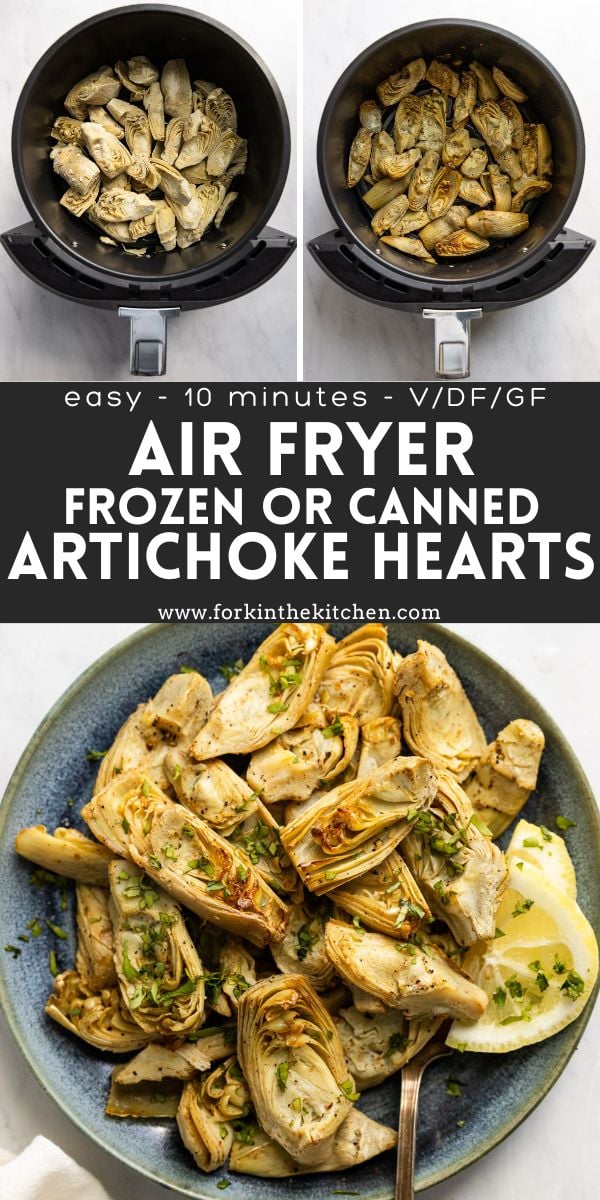 10Minute Air Fryer Artichoke Hearts (Frozen or Canned) Fork in the