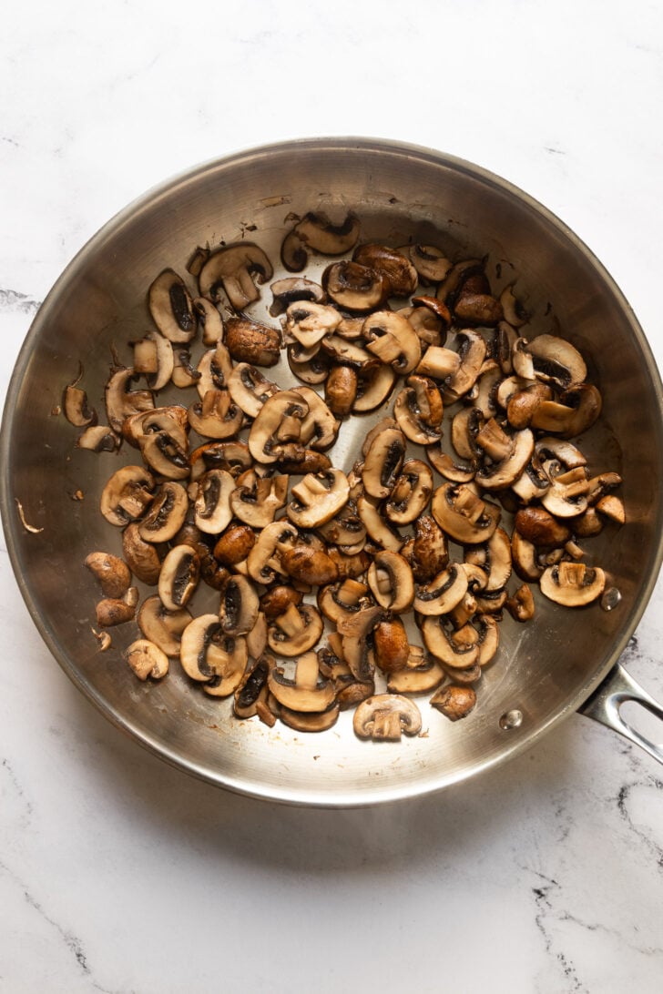 Mushrooms after sauteeing.