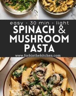 Spinach Mushroom Pasta Pinterest Image 2