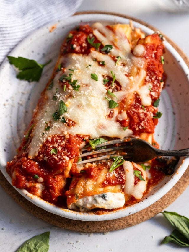 Baked Three Cheese Manicotti with Kale