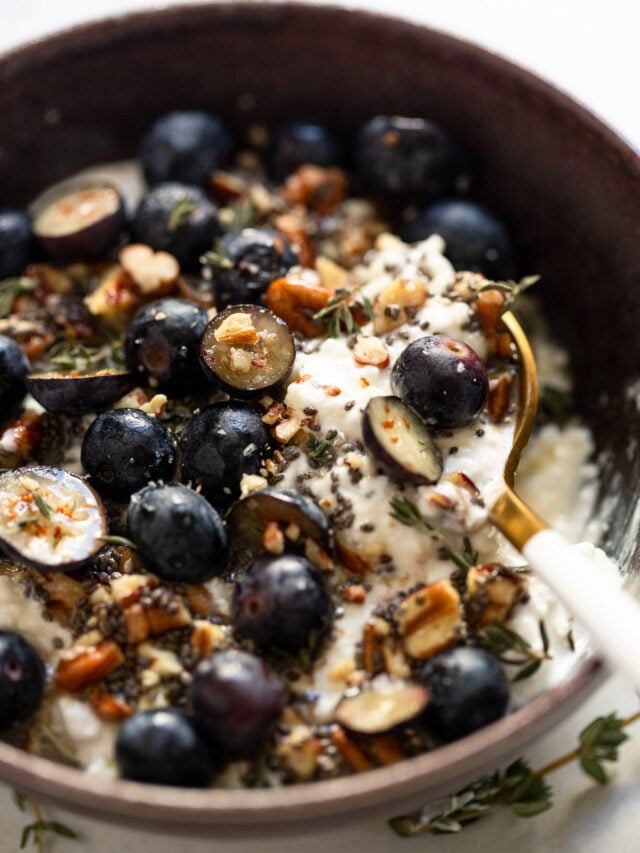 Cottage Cheese Snack Bowl with Blueberries