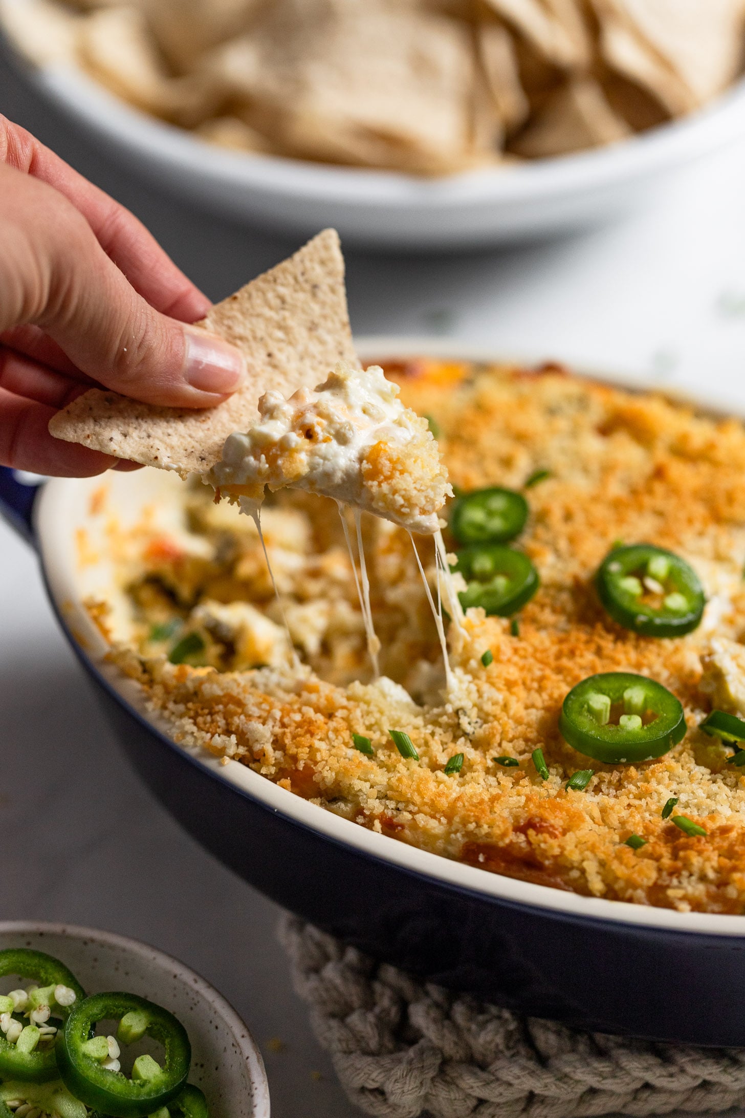 Cheesy Baked Jalapeno Popper Dip (Vegetarian)