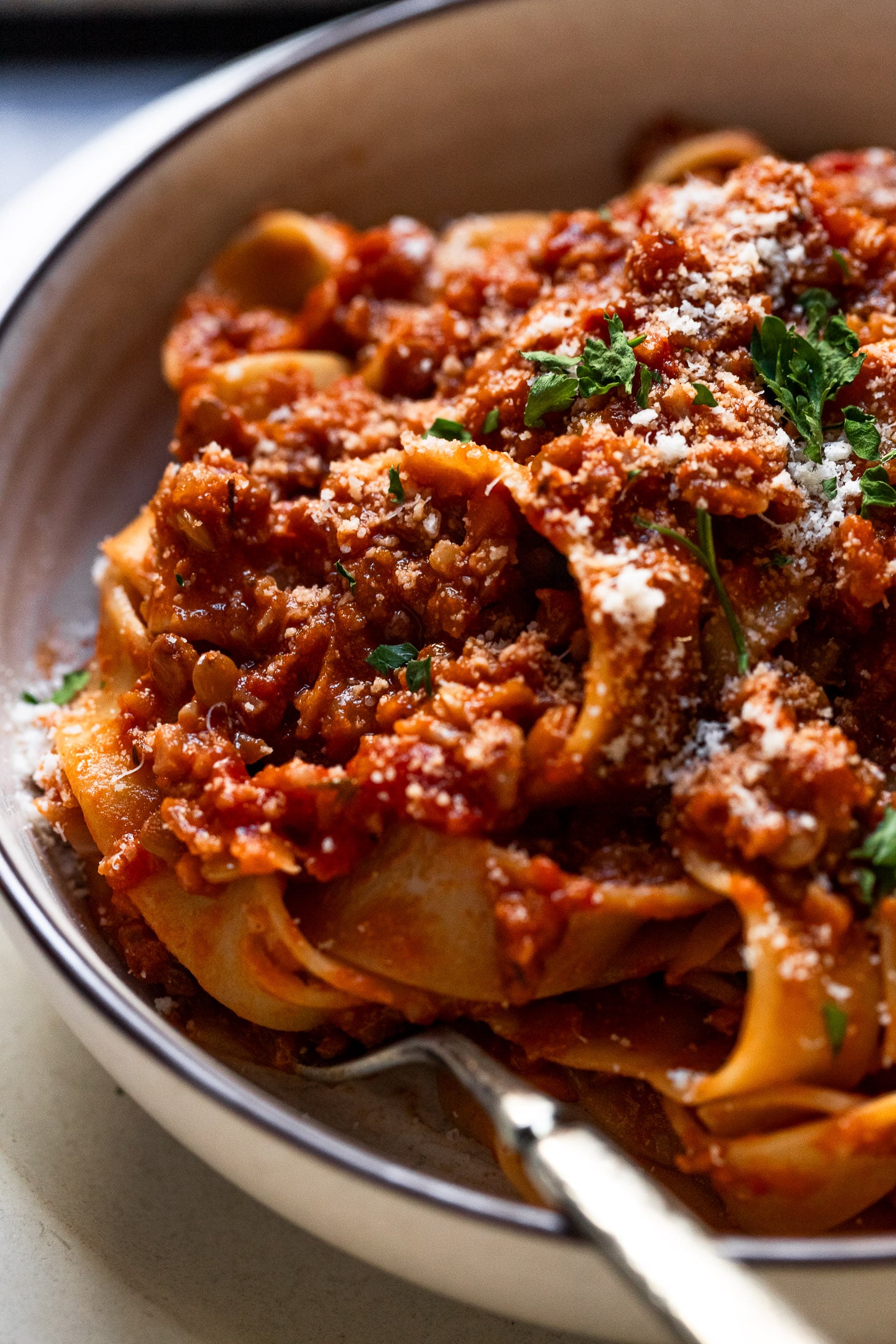 Hearty Vegetarian Bolognese with the Best Meat-Like Texture (from Veggies!)